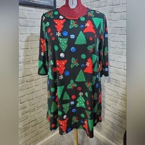 Dress Works Holiday Theme Swing Dress  Size XXL. 3/4 Sleeves, Crewneck